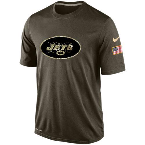 Jets Team Logo Olive Salute To Service Men's T Shirt