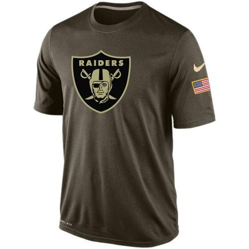 Raiders Team Logo Olive Salute To Service Men's T Shirt - Click Image to Close