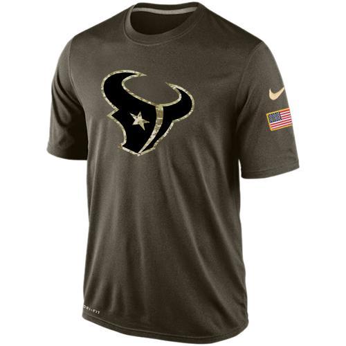 Texans Team Logo Olive Salute To Service Men's T Shirt