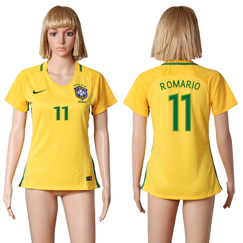 Brazil 11 ROMARIO Home Women 2016 Copa America Centenario Soccer Jersey