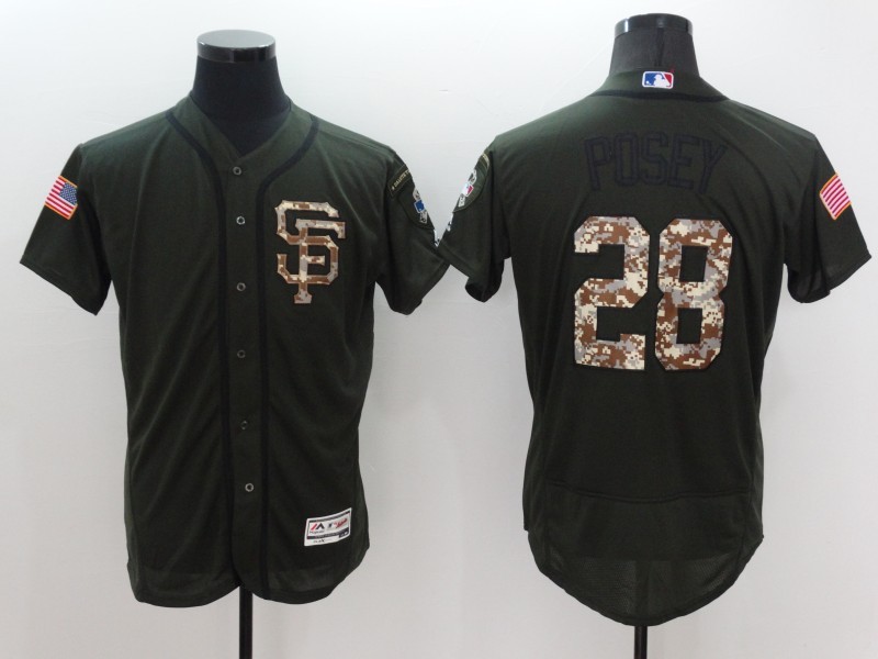 Giants 28 Buster Posey Olive Green Flexbase Jersey