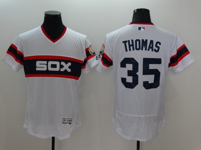 White Sox 35 Frank Thomas White Cooperstown Collection Flexbase Jersey
