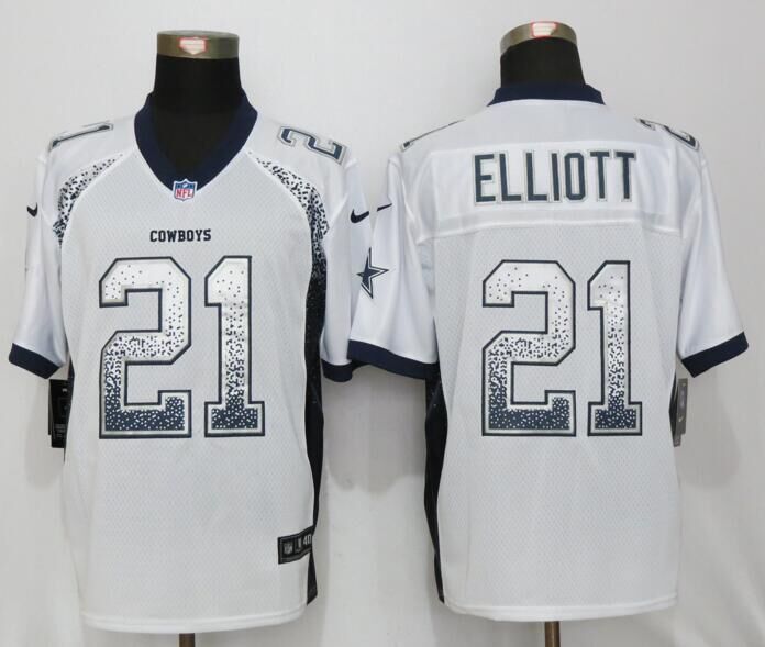 Nike Cowboys 21 Ezekiel Elliott White Drift Fashion Elite Jersey