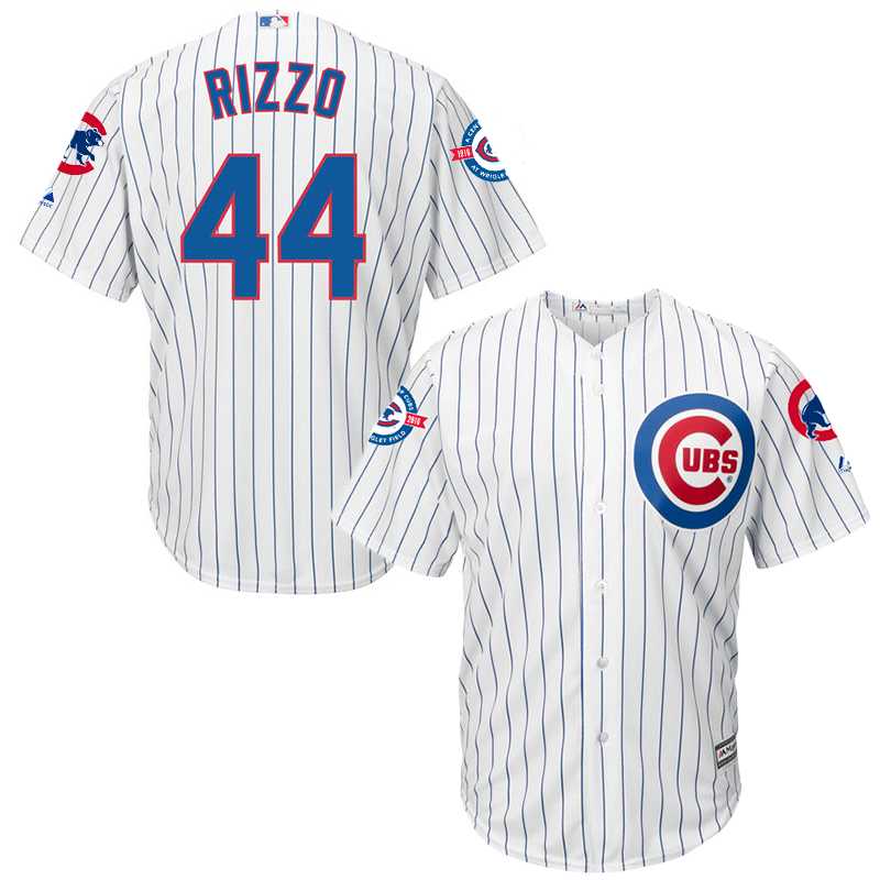 Cubs 44 Anthony Rizzo White with 100 Years at Wrigley Field Commemorative Patch New Cool Base Jersey