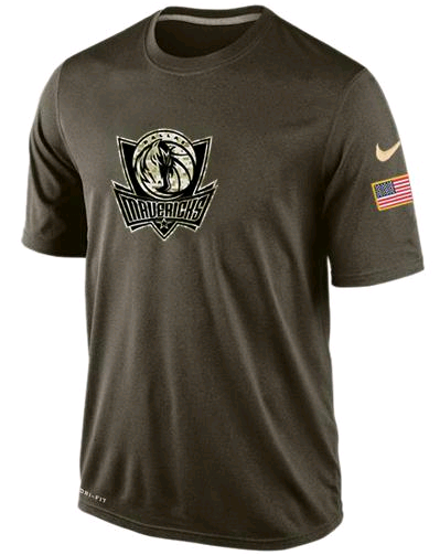 Nike Dallas Mavericks Olive Salute To Service Men's Dri-Fit T-Shirt - Click Image to Close