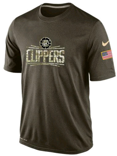 Nike Los Angeles Clippers Olive Salute To Service Men's Dri-Fit T-Shirt - Click Image to Close