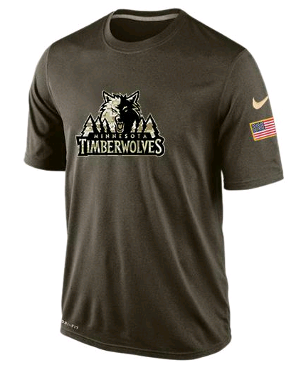 Nike Minnesota Timberwolves Olive Salute To Service Men's Dri-Fit T-Shirt - Click Image to Close