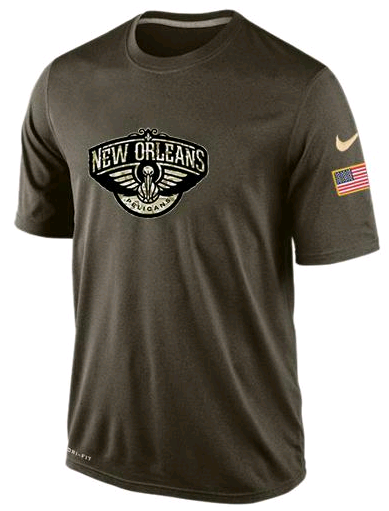 Nike New Orleans Pelicans Olive Salute To Service Men's Dri-Fit T-Shirt - Click Image to Close