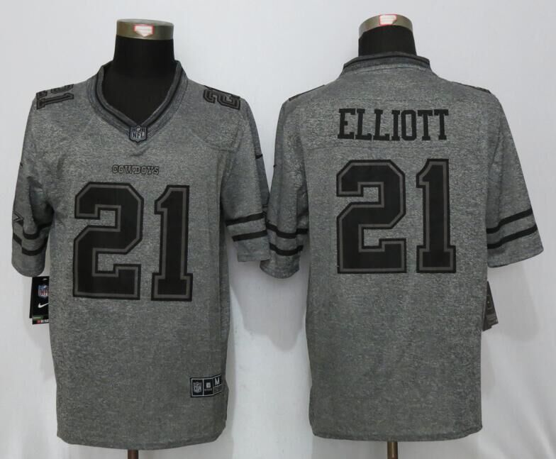 Nike Cowboys 21 Ezekiel Elliott Gray Gridiron Gray Limited Jersey
