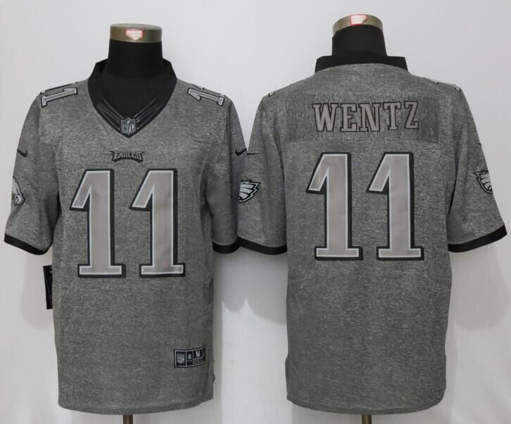 Nike Eagles 11 Carson Wentz Gray Gridiron Gray Limited Jersey