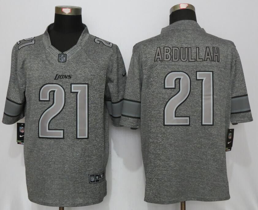 Nike Lions 21 Ameer Abdullah Gray Gridiron Gray Limited Jersey