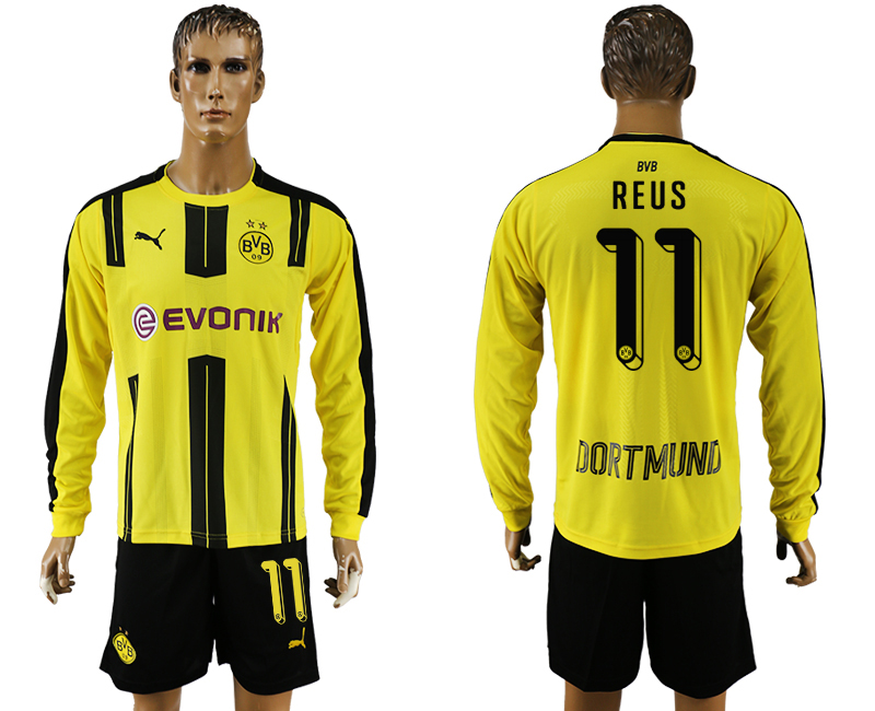 2016-17 Dortmund 11 REUS Home Long Sleeve Soccer Jersey