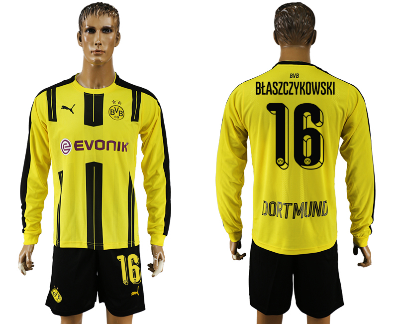 2016-17 Dortmund 16 BLASZCZYKOWSKI Home Long Sleeve Soccer Jersey