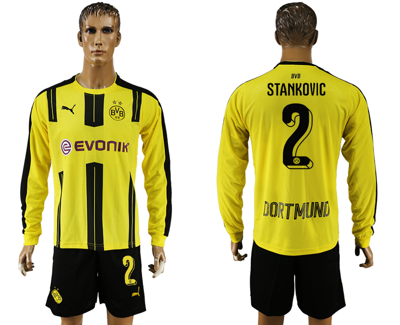 2016-17 Dortmund 2 STANKOVIC Home Long Sleeve Soccer Jersey