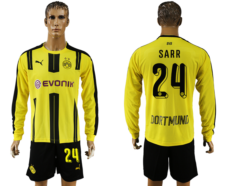 2016-17 Dortmund 24 SARR Home Long Sleeve Soccer Jersey