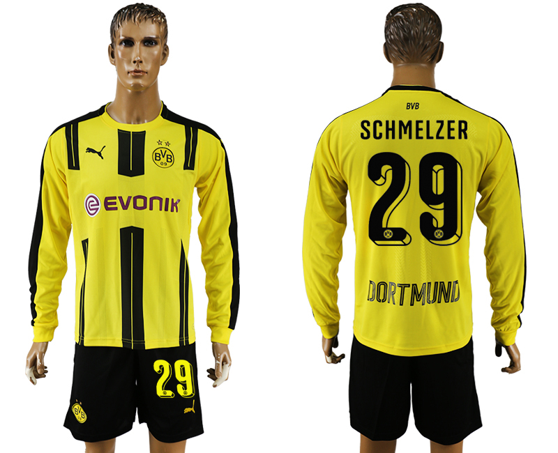 2016-17 Dortmund 29 SCHMELZER Home Long Sleeve Soccer Jersey