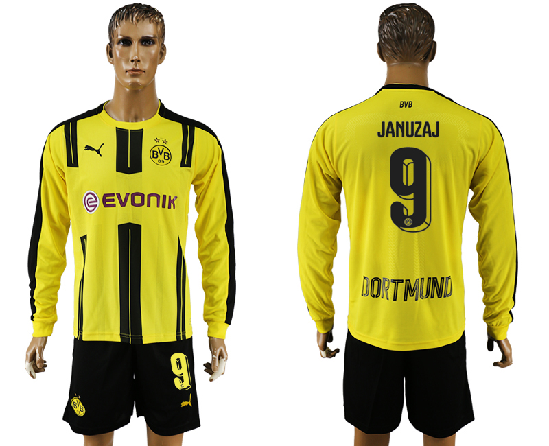 2016-17 Dortmund 9 JANUZAJ Home Long Sleeve Soccer Jersey