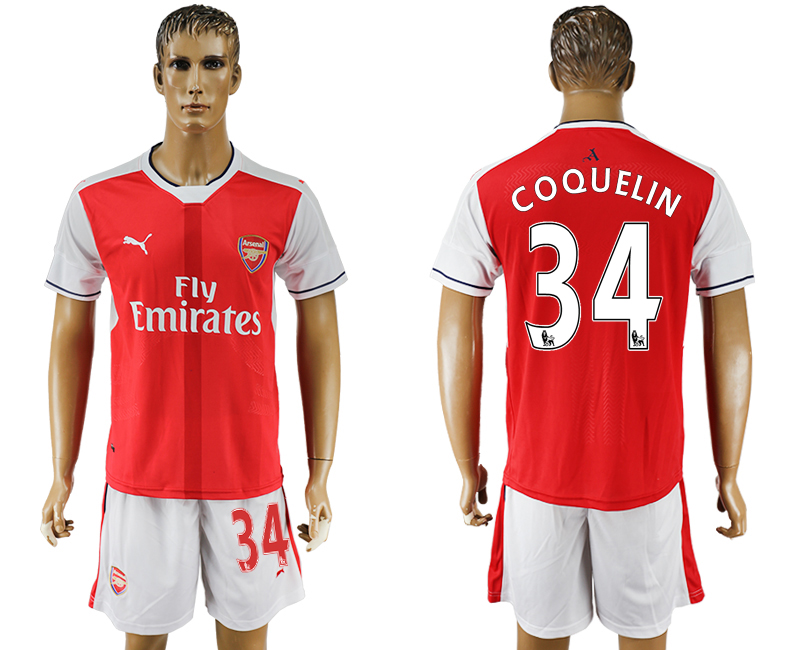 2016-17 Arsenal 34 COQUELIN Home Soccer Jersey