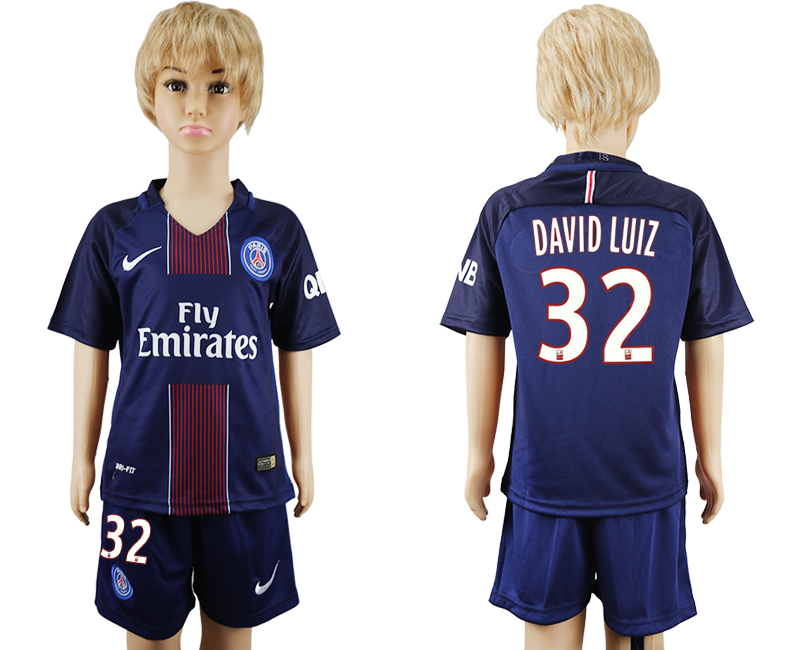 2016-17 Paris St-Germain 32 DAVID LUIZ Home Youth Jersey 2016-17 Paris St-Germain 32 DAVID LUIZ Home Youth Jersey