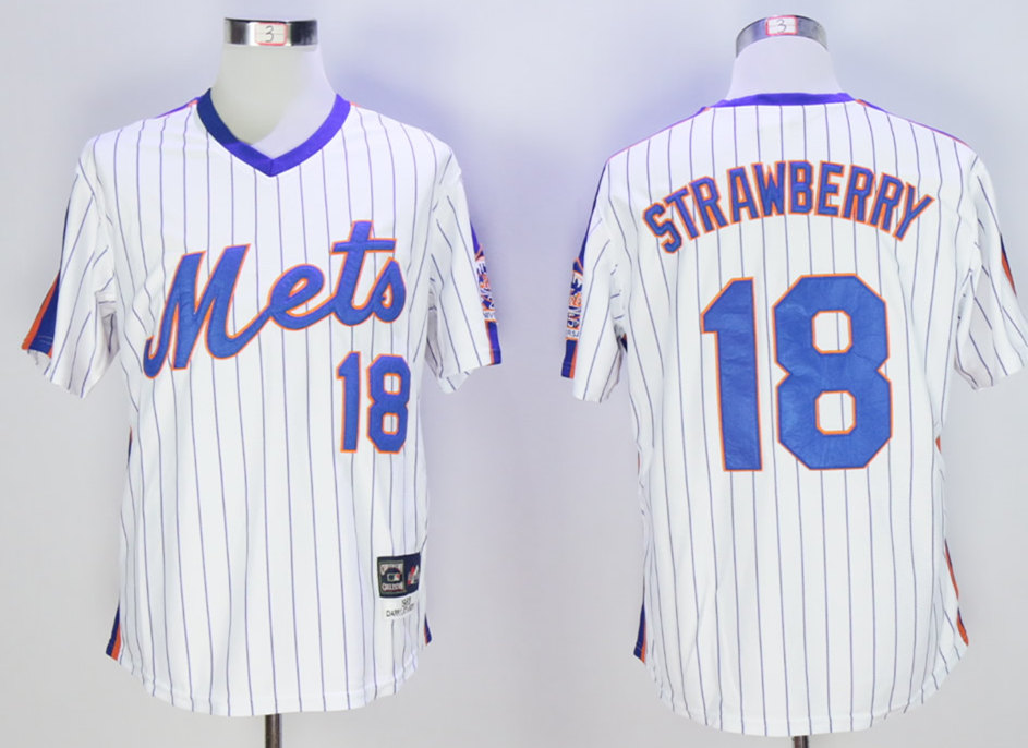 Mets 18 Darryl Strawberry White Cool Base Cooperstown Collection Player Jersey