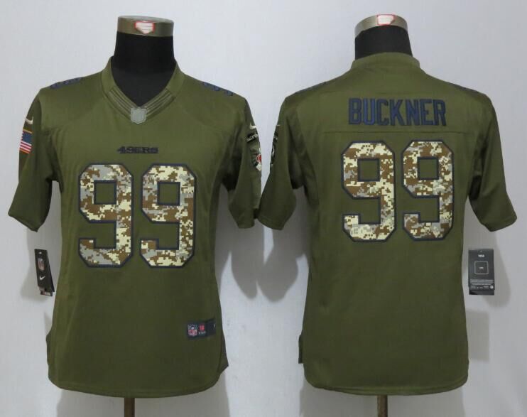 Nike 49ers 99 DeForest Buckner Green Salute To Service Women Limited Jersey