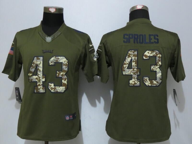Nike Eagles 43 Darren Sproles Green Salute To Service Women Limited Jersey Nike Eagles 43 Darren Sproles Green Salute To Service Women Limited Jersey