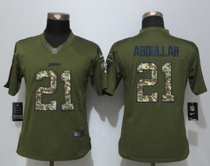 Nike Lions 21 Ameer Abudullah Green Salute To Service Women Limited Jersey