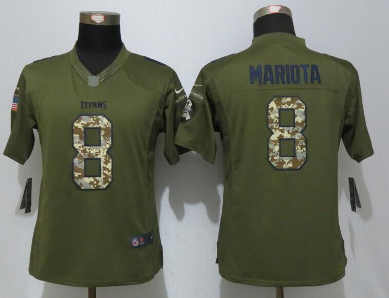Nike Titans 8 Marcus Mariota Green Salute To Service Women Limited Jersey