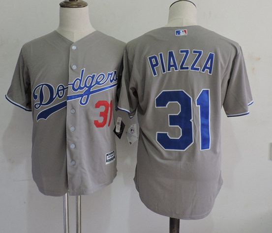 Dodgers 31 Mike Piazza Grey New Cool Base Jersey