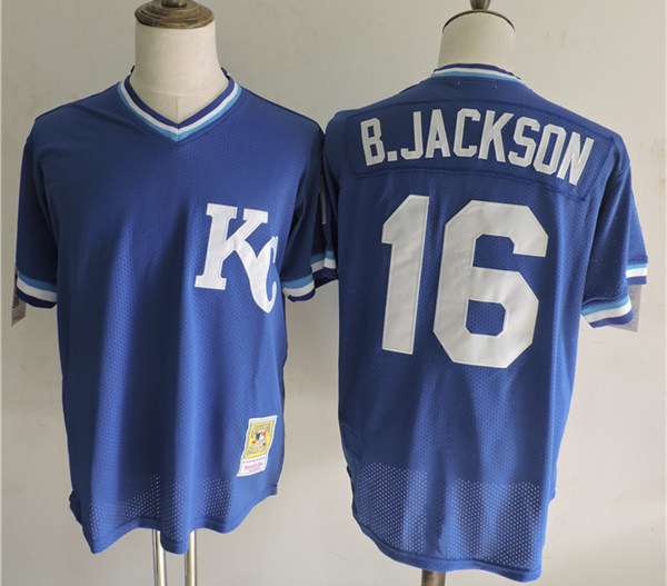 Royals 16 Bo Jackson Blue Throwback Jersey