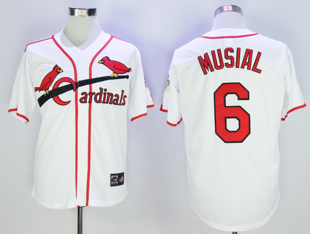 Cardinals 6 Stan Musial White Cooperstown Cool Base Player Jersey