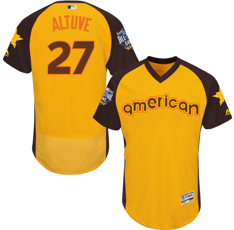 American League Astros 27 Jose Altuve Gold 2016 All-Star Game Flexbase Jersey