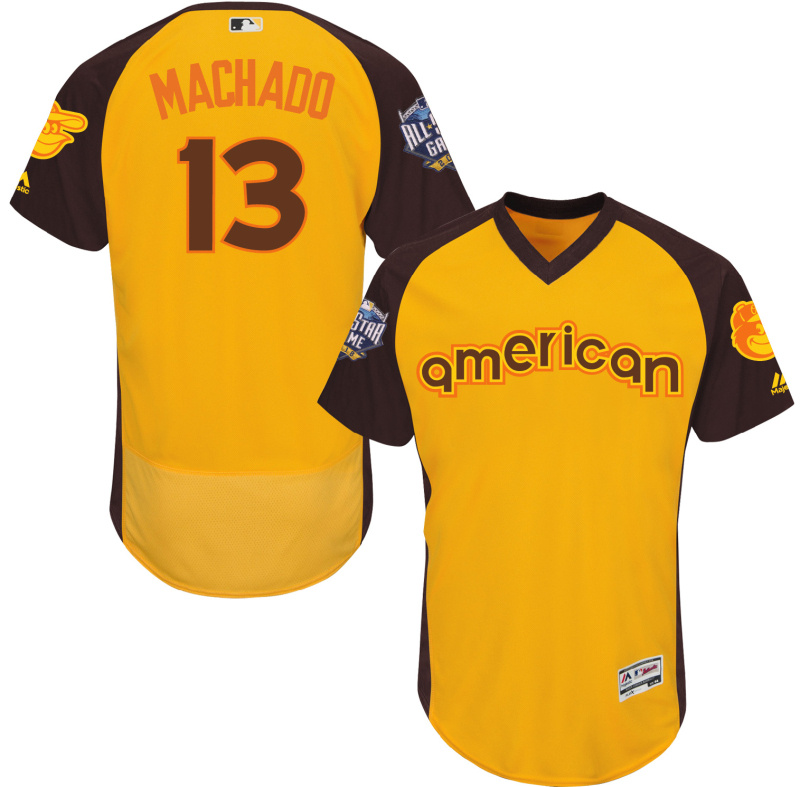 American League Orioles 13 Manny Machado Gold 2016 All-Star Game Flexbase Jersey
