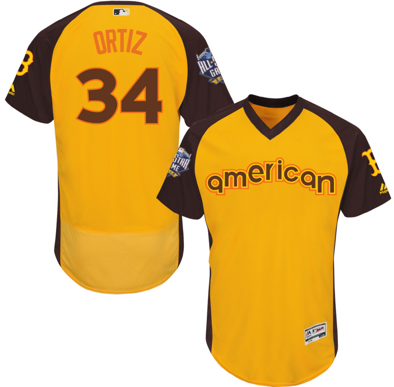 American League Red Sox 34 David Ortiz Gold 2016 All-Star Game Flexbase Jersey
