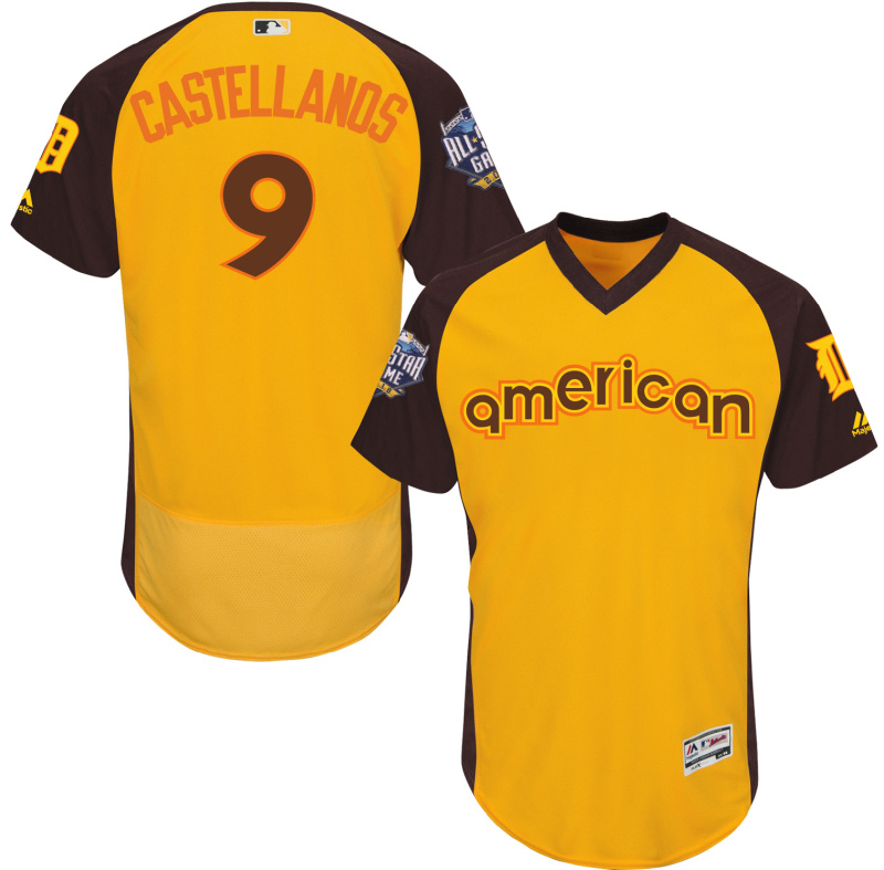 American League Tigers 9 Nick Castellanos Gold 2016 All-Star Game Flexbase Jersey
