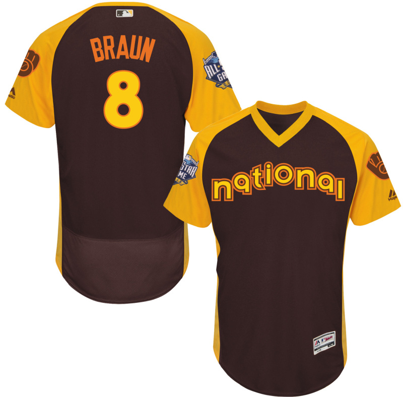 National League Brewers 8 Ryan Braun Brown 2016 All-Star Game Flexbase Jersey