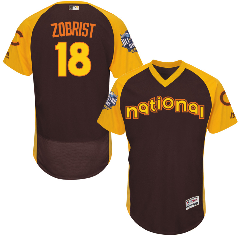 National League Cubs 18 Ben Zobrist Brown 2016 All-Star Game Flexbase Jersey
