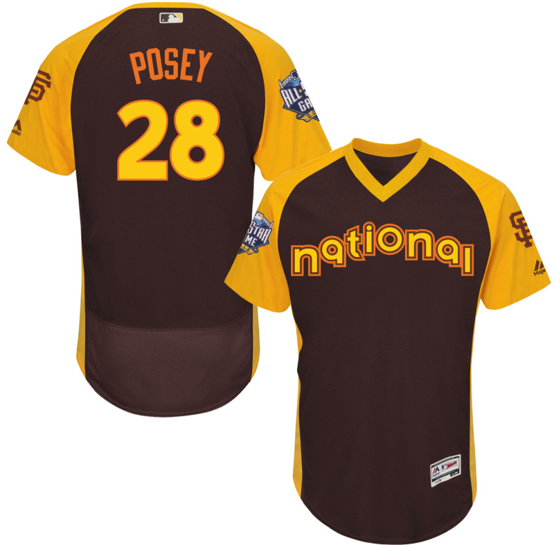 National League Giants 28 Buster Posey Brown 2016 All-Star Game Flexbase Jersey