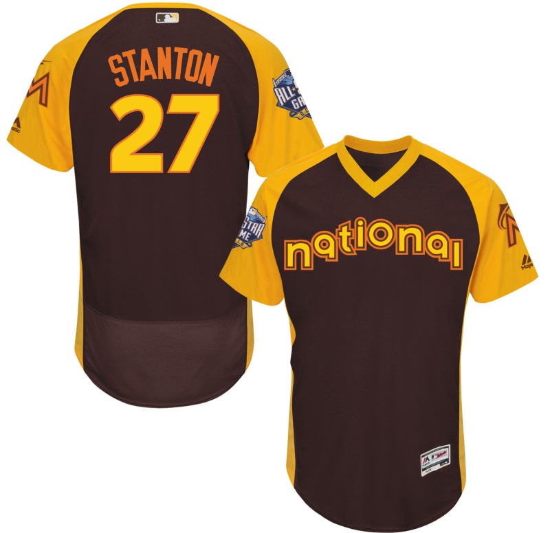 National League Marlins 27 Giancarlo Stanton Brown 2016 All-Star Game Flexbase Jersey
