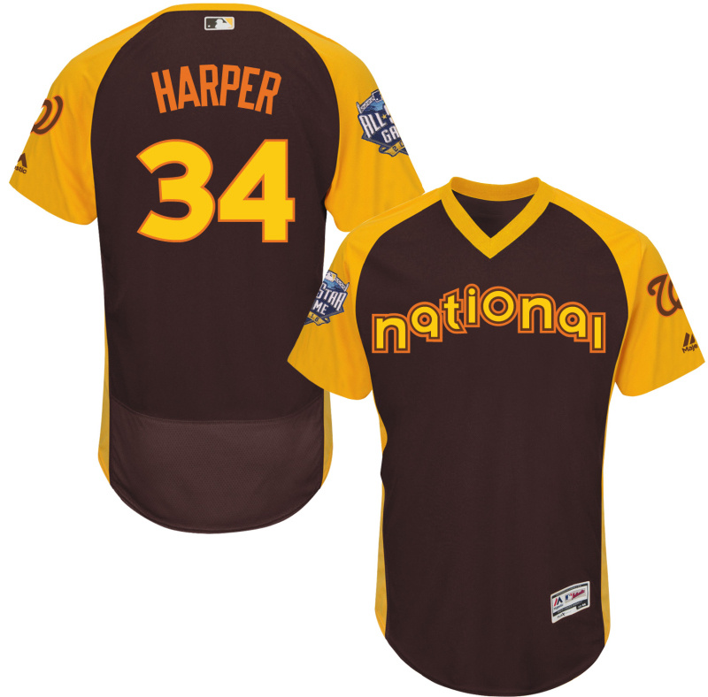 National League Nationals 34 Bryce Harper Brown 2016 All-Star Game Flexbase Jersey
