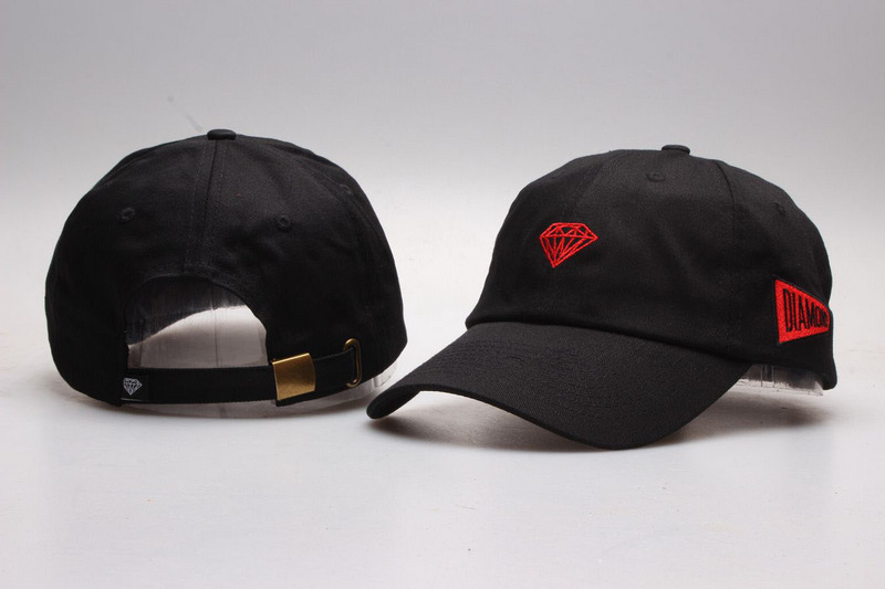 Diamond Red Logo Black Fashion Adjustable Hat YP