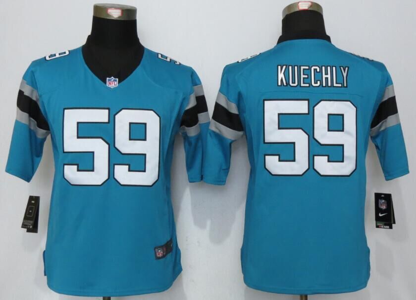 Nike Panthers 59 Luke Kuechly Blue Women Limited Jersey