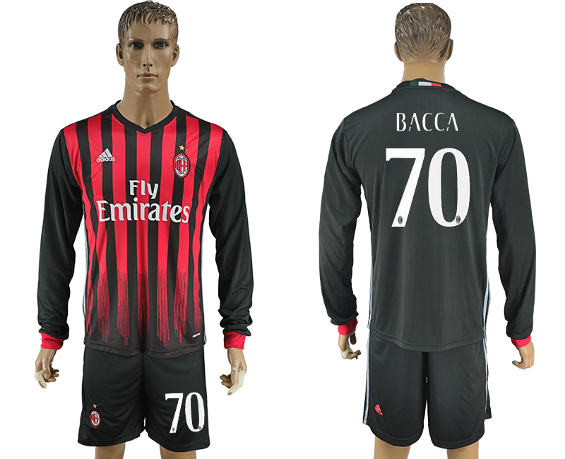 2016-17 AC Milan 70 BACCA Home Long Sleeve Soccer Jersey