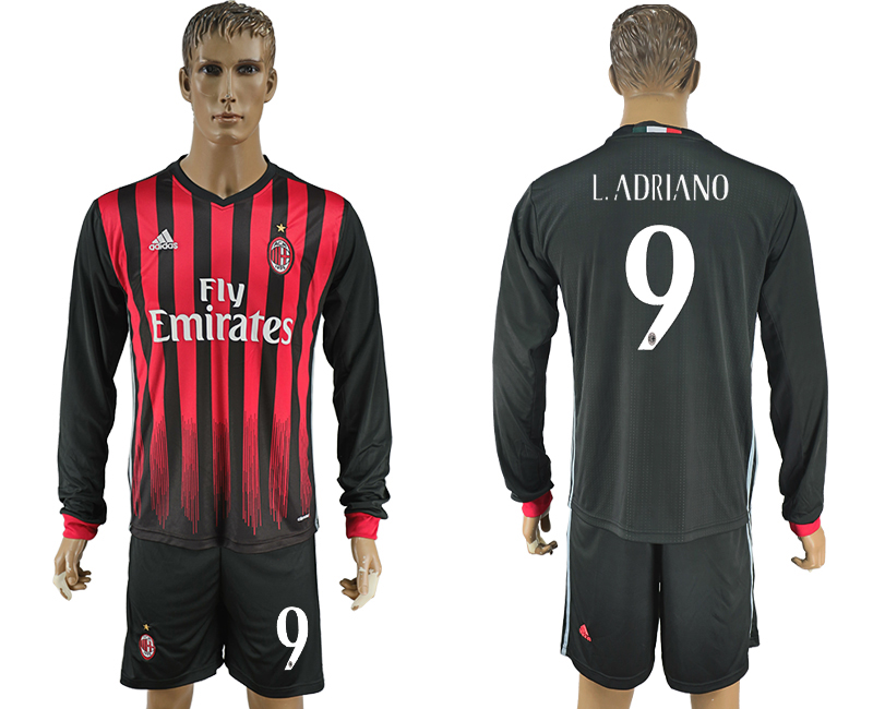 2016-17 AC Milan 9 L.ADRIANO Home Long Sleeve Soccer Jersey