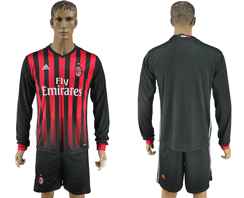 2016-17 AC Milan Home Long Sleeve Soccer Jersey