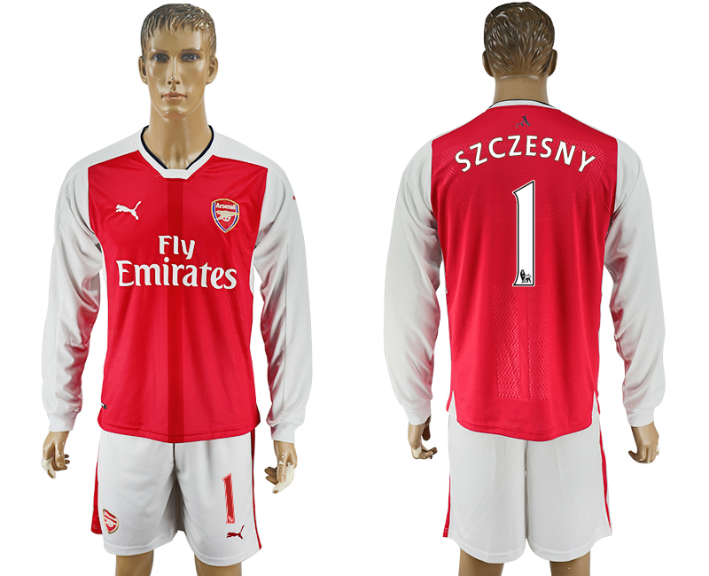 2016-17 Arsenal 1 SZCZESNY Home Long Sleeve Soccer Jersey