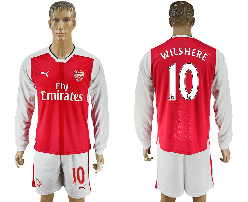 2016-17 Arsenal 10 WILSHERE Home Long Sleeve Soccer Jersey