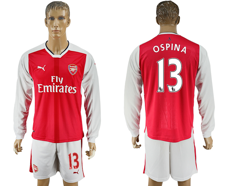 2016-17 Arsenal 13 OSPINA Home Long Sleeve Soccer Jersey