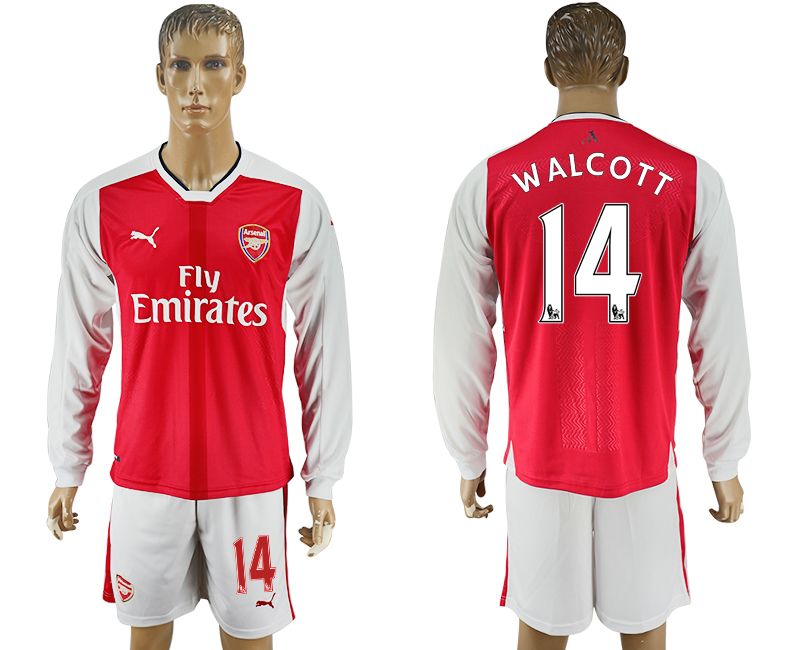 2016-17 Arsenal 14 WALCOTT Home Long Sleeve Soccer Jersey