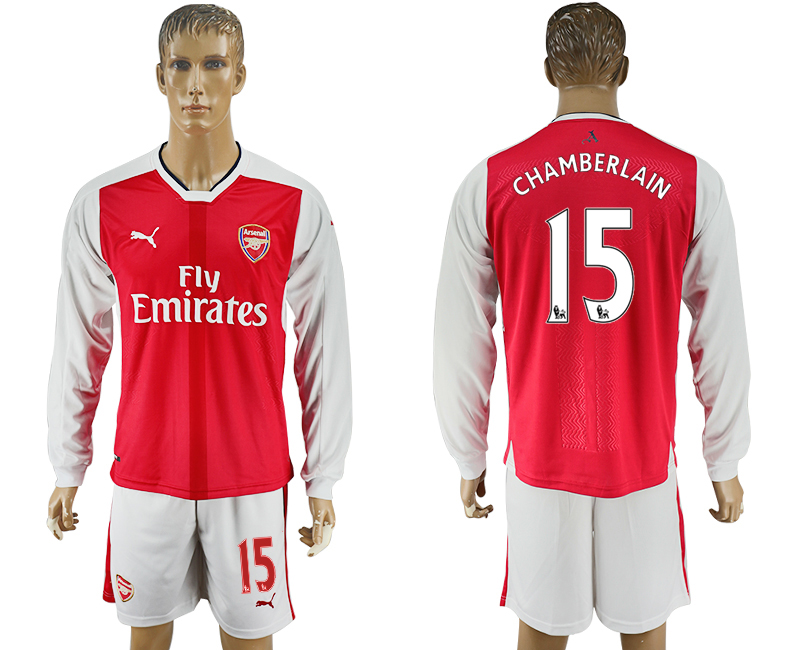 2016-17 Arsenal 15 CHAMBERLAIN Home Long Sleeve Soccer Jersey